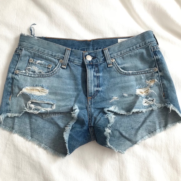 rag & bone Pants - Rag & bone jean shorts light destroyed 24
